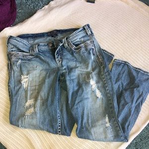Bootcut Distressed Silver Jeans
